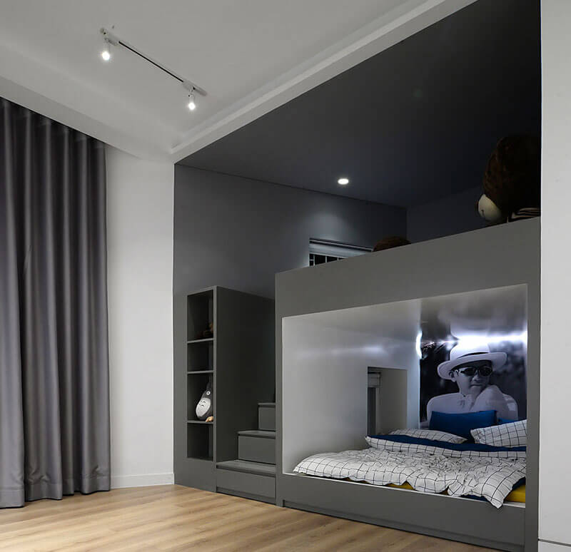 Minimaldesign-grey build in bunk beds