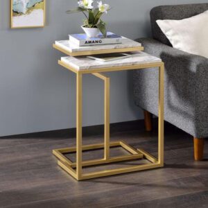 Antelope White Faux Marble Top Nesting Tables Set of 2
