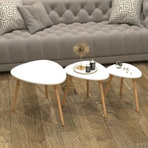 Scandinavian Style White Top Nesting Coffee Table