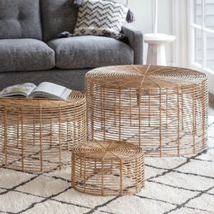 Set of 3 Rattan Nesting Tables